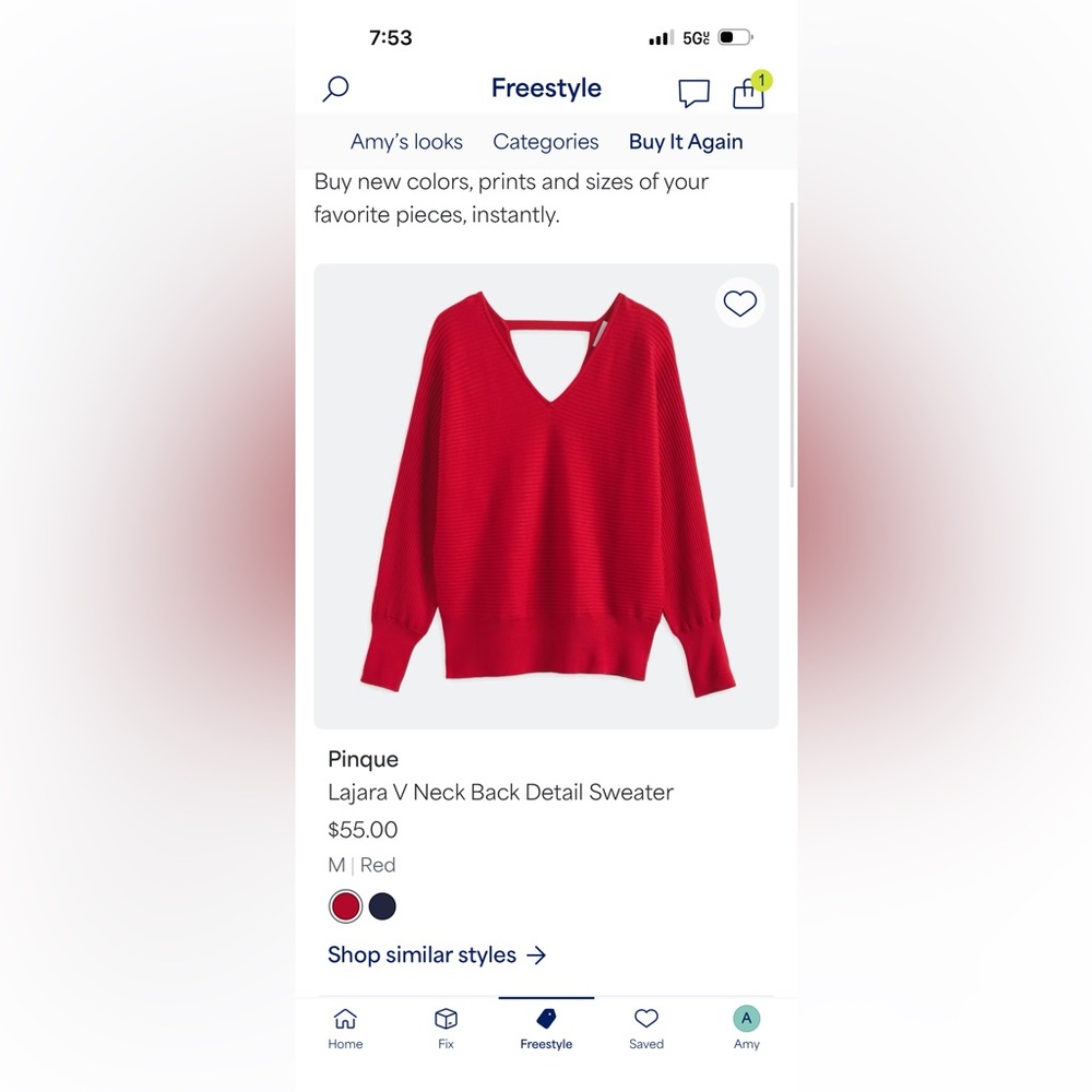Pinque Red V-Neck Sweater